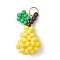 Handmade Glass Seed Beaded Pear Pendants, with 304 Stainless Steel Jump Ring, Yellow, 20x10mm, Hole: 2.8mm
