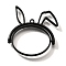 Rabbit Rotatable Alloy Swivel Open Back Bezel Pendants, For DIY UV Resin, Epoxy Resin, Cadmium Free & Nickel Free & Lead Free, Black, 35x33.5x3.5mm, Hole: 1.4mm