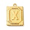 Ion Plating(IP) 304 Stainless Steel Pendants, Rectangle with Letter Charm, Real 18K Gold Plated, Letter X, 24.5x18x3mm, Hole: 1.8mm
