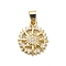 Brass Micro Pave Cubic Zirconia Pendants, Sun, Golden, 19x16x3mm, Hole: 5.5x4.5mm