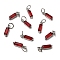 304 Stainless Steel Cubic Zirconia Pendants, Rectangle, Stainless Steel Color, Dark Red, 17x4x4mm, Hole: 5mm