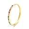 Rack Plating Brass Micro Pave Cubic Zirconia Bangles for Women, Long-Lasting Plated, Lead Free & Cadmium Free, Real 18K Gold Plated, Rectangle, Mixed Color, Inner Diameter: 2x2-3/8 inch(5.2x6.1cm)