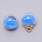 Glass Pendants, with Beads & Plastic Finding, Round, Dodger Blue, 21.5x16mm, Hole: 2.5mm