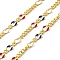 Brass Figaro Chains, Soldered, with Enamel, Rack Plating, Long-Lasting Plated, Lead Free & Cadmium Free, with Spool, Real 18K Gold Plated, Colorful, 5x3x1mm and 2.5x2x1mm