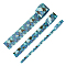 6M 3 Styles Cotton Ribbon, Water Wave Pattern, for Bowknot Making, Light Sky Blue, 3/8~1-5/ inch(10~40mm), 2m/style