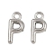 304 Stainless Steel Charms, Polished, Stainless Steel Color, Letter P, 9x4x2mm, Hole: 1.2mm