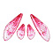 Transparent Resin Wing Earrings Pendants, Wings Charms, Cerise, 49x16x3mm, Hole: 1.2mm,  small wings: 12x24.5x3mm