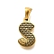 Golden 304 Stainless Steel Pendants, Bark Pattern, Letter S, 17.5x10x2.5mm, Hole: 5.5x3mm
