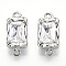 Brass Micro Pave Clear Cubic Zirconia Box Clasps, Rectangle, Platinum, 15.5x7.5x6.5~7.5mm