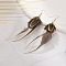Bohemian Style Feather Dangle Earrings, Golden, Coconut Brown, 142mm