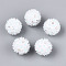 Handmade Polymer Clay Rhinestone and Resin Beads, Round with Flower, Light Cyan, 19~20mm, Hole: 1.8~2mm