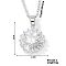 Brass Pave Cubic Zirconia Geometric Flat Round Pendant Necklaces, Silver Color Plated, Clear, 15.75 inch(40cm)