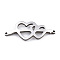 Non-Tarnish 304 Stainless Steel Link Connectors, Laser Cut, Double Heart, Stainless Steel Color, 12.5x30x1.5mm, Hole: 1mm