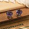 Cubic Zirconia Clip-on Earrings, Magnetic Stainless Steel Non-piercing Earrings, Stainless Steel Color, Diamond, Purple, 8mm