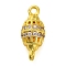 Brass Micro Pave Clear Cubic Zirconia Hollow Oval Connector Charms, Lead Free & Cadmium Free, Golden, 15x6.5mm, Hole: 1.4mm