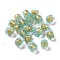 Handmade Gold Foil Lampwork Glass Beads, Tulip, Cyan, 9x8.5mm, Hole: 1.6mm