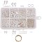 Jewelry Finding Sets, with Iron Jump Rings, Screw Eye Pin Bail Peg, Head Pins and Brass Lobster Claw Clasps, Earring Hooks, Crimp Beads and Assistant Ring, Silver, Jump Ring: 4/8x0.7mm, Bail: 8/10x4/5x1/1.2mm, Headpin: 22x0.7mm, Clasp: 12x7x3mm, Hook: 19mm, Bead: 2mm