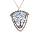 Natural Aquamarine Brass Wire Wrapped Pendants, with Alloy Fingdings, Triangle with Tree, Antique Bronze, 53x48mm