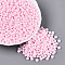 Opaque Glass Seed Beads, Round Hole, Rondelle, Pearl Pink, 4~4.5x2~3mm, Hole: 0.9~1mm, about 6430pcs/pound
