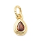 Brass Cubic Zirconia Charms, Teardrop Charms, Cadmium Free & Lead Free, Real 18K Gold Plated, Long-Lasting Plated, Coral, 8.5x5.5x2.5mm, Hole: 3mm