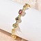 Brass Micro Pave Colorful Cubic Zirconia Link Chain Bracelets, Mixed Shapes, Rack Plating, Long-Lasting Plated, Cadmium Free & Lead Free, Real 18K Gold Plated, 7-1/4 inch(18.5cm)