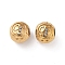 Ion Plating(IP) 304 Stainless Steel Rhinestone European Beads, Round Large Hole Beads, Real 18K Gold Plated, Round with Letter, Letter F, 11x10mm, Hole: 4mm
