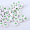 Opaque Acrylic Beads, Flat Round with Heart Pattern, Lime Green, 7x7x3.5mm, Hole: 1.8mm, about 3600pcs/500g