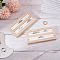 2-Slot Wooden Ring Display Stands, with White PU Leather, for Finger Ring Organizer, Rectangle, PapayaWhip, 15x7.3x1.65cm