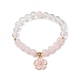 Bracelet extensible en perles de quartz rose naturel et cristal de quartz BJEW-TA00246-1
