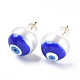 Natural Shell Evil Eye Stud Earrings with Enamel EJEW-G334-06J-1