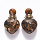 Colgantes de botellas de perfume que se pueden abrir con broncita natural y jaspe imperial sintético ensamblados en forma de corazón G-R484-01F-2