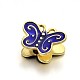 Butterfly Brass Enamel Beads KK-N0081-50B-1