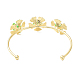 Fleur en alliage avec bracelet manchette ouvert en perles d'imitation pour femme BJEW-D054-02G-02-2