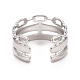304 Stainless Steel Cable Chain Shape Open Cuff Ring for Women RJEW-C025-28P-2