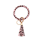 Armreif-Schlüsselanhänger aus PU-Kunstleder mit Leopardenmuster KEYC-PW0009-08B-1