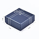 厚紙ジュエリーセットボックス  リングのために  ピアス  ネックレス  内部のスポンジ  ちょう結びの正方形  プルシアンブルー  8.5x8.5x3.6cm CBOX-S021-005A-5