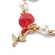 Bracelet à breloques en alliage d'émail rose de vie BJEW-JB08671-4