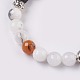 Natural Gemstone and Natural Lava Beads Stretch Bracelets BJEW-JB03734-3