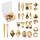 SUNNYCLUE 1 Box 24pcs Stainless Steel Stud Mixed Shapes Earring Findings Stud Earring Kit with Small Loop Hole Earring Back for Dangle Earring Jewelry Making STAS-SC0001-12G-1