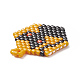 手作りの日本の種織機模様 シード ビーズ  ハロウィンテーマのペンダント  ゴールデンロッド  猫の模様  23x17x1.8mm  穴：1.6mm PALLOY-MZ00067-04-3