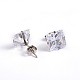 Square Cubic Zirconia Stud Earrings EJEW-H306-09P-5mm-1