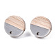 Orecchini a bottone in resina opaca e legno di noce MAK-N032-008A-B04-2