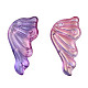 透明スプレー塗装ガラスペンダント  グリッターパウダー付き  蝶の羽  紫色のメディア  24x12.5x4mm  穴：1.4mm GLAA-S190-010A-02-3