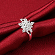 Silver Color Plated Brass Cubic Zirconia Snowflake Finger Rings For Party RJEW-BB16228-8-5