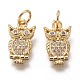 Brass Micro Pave Clear Cubic Zirconia Charms ZIRC-C020-45-2