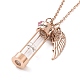 Glass Hourglass and Wing Urn Ashes Pendant Necklace with Rhinestone BOTT-PW0001-034RG-2