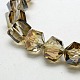 Half Golden Plated Crystal Glass Cube Beads Strands EGLA-F023-E01-1