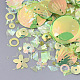 装飾アクセサリー  ポリ塩化ビニールのプラスチック製のスパンコール/スパンコールビーズ  混合図形  緑黄  4~40x2.5~16x0.3~1.5mm  穴：1~1.6mm PVC-S035-018C-2