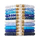 10 pièces disque en argile polymère et ensemble de bracelets extensibles en perles de verre et de laiton BJEW-JB09676-01-1