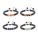 4 stücke 4 stil natürliche lavagestein & gemischte stein geflochtene perlen armbänder set für frauen BJEW-TA00115-1